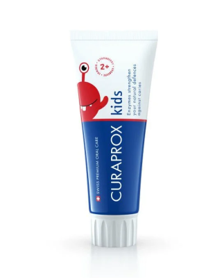 Curaprox Enzycal Kids Strawberry Florürsüz Diş Macunu 60 ml / Çilek Aromalı (2 Yaş ve üzeri) - 1