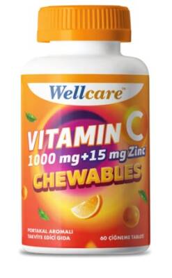 Wellcare Vitamin C 1000 mg + 15 mg Zinc Chewables 60 Çiğneme Tableti - 1